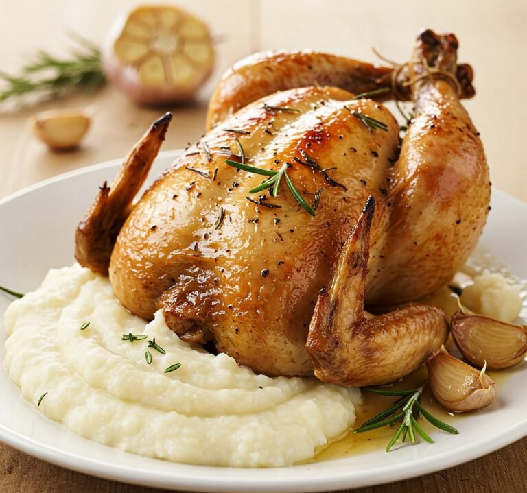 Poulet au romarin et sa purée de chou-fleur