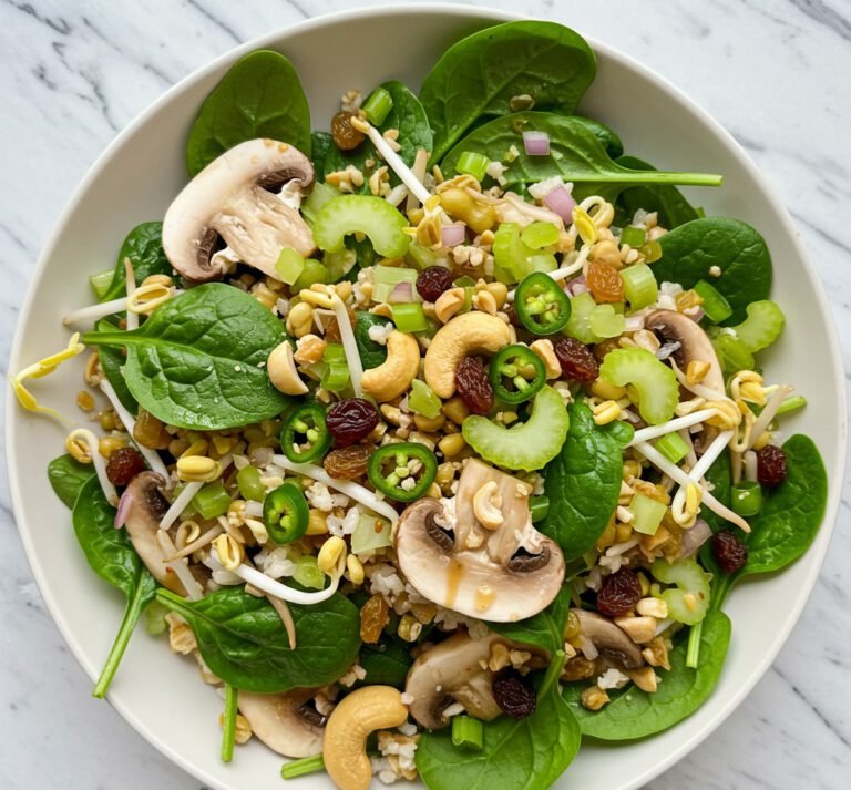 Salade épinards et fèves germées